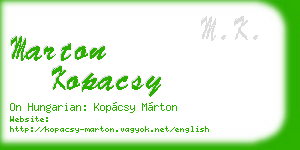 marton kopacsy business card